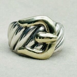 David Yurman Large Buckle Ring With Gold